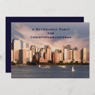 Retirement Party, NYC Manhattan Skyline, Name, Invitation