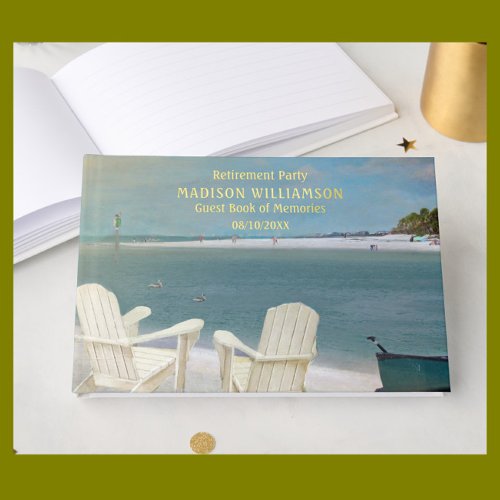 Retirement Party Ocean Beach Real Gold Foil 