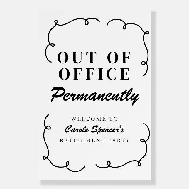 Retirement Party Out of Office Sign (Front)