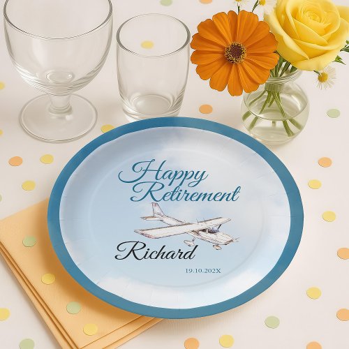 Retirement Party Paper Plate with Airplane 3