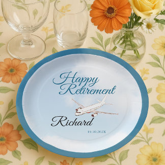 Retirement Party Paper Plates with Airplane Design