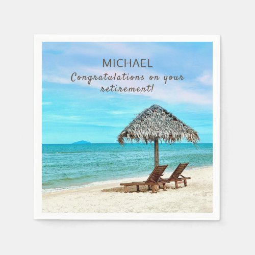 Retirement Party Personalized Tropical Beach Paper Napkins