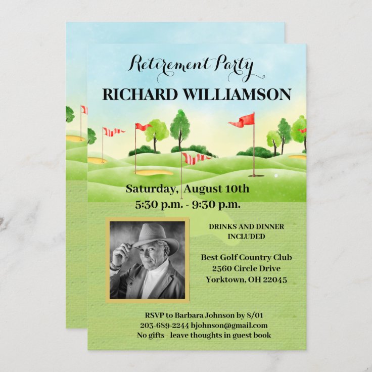 Retirement Party Photo Golf Party Invitation | Zazzle