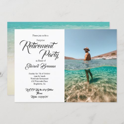 Retirement Party Photo Modern Stylish Typography Invitation
