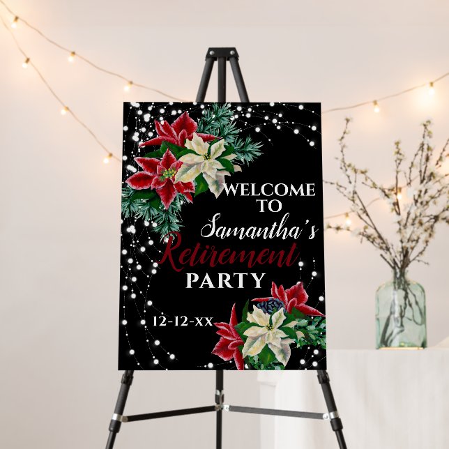 Retirement Party Poinsettia Floral Welcome   Foam Board (In Situ (Stand))