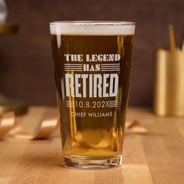 Retirement Party Police Coworker  Personalized Pint Glass (Party)
