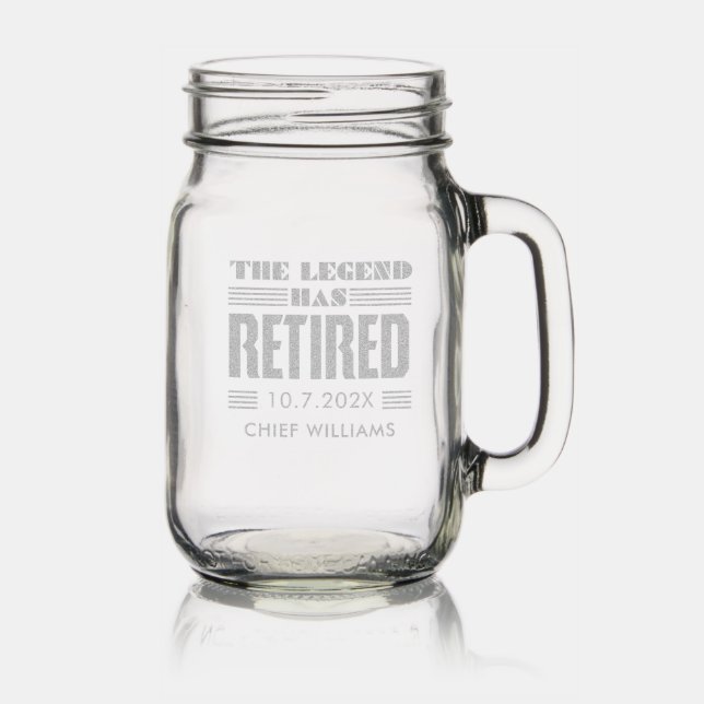 Retirement Party Police Keepsake Personalized Mason Jar W/ Handle (Glassware)