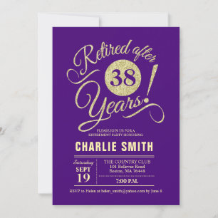Retirement Party - Purple Gold Invitation