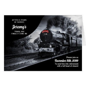 Retirement Party Railroad Train Theme 25 Years Cards
