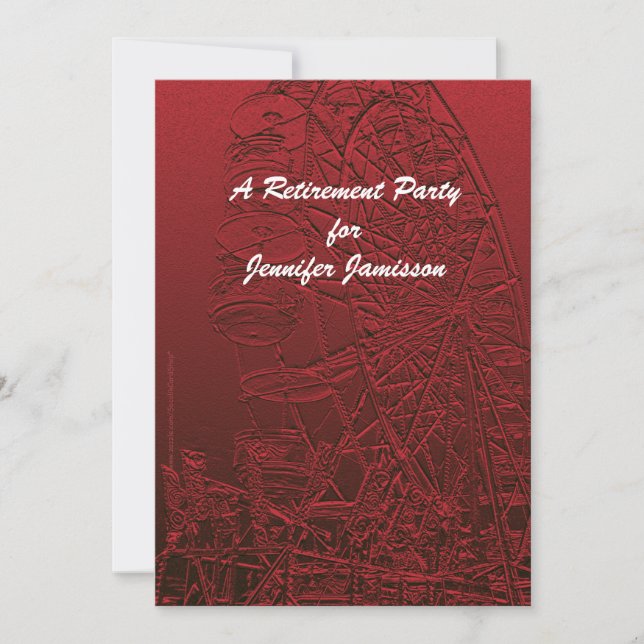 Retirement Party Red Ferris Wheel Personalize Name Invitation (Front)