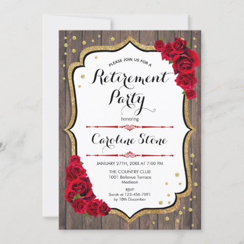 Retirement Party _ Red Roses Wood Invitation