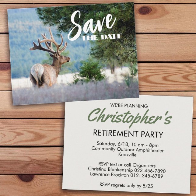 Retirement Party Replaceble Photo Save The Date Announcement Postcard (retirement postcard template with replaceable photo front and back)