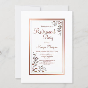 Retirement Party Rose Gold Floral Border Invitation