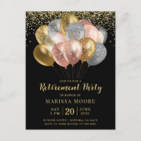 Retirement Party Rose Gold Silver Black