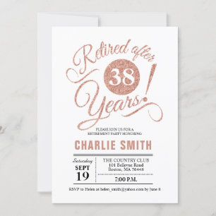 Retirement Party - Rose Gold White Invitation