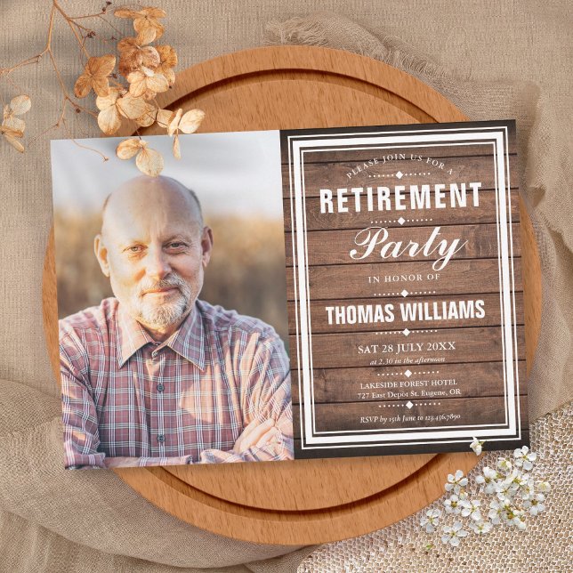 Retirement Party Rustic Barn Wood Photo Invitation (Retirement Party Rustic Barn Wood Photo Invitation)