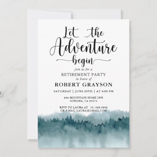 Retirement Party Rustic Forest Mountains  Invitation