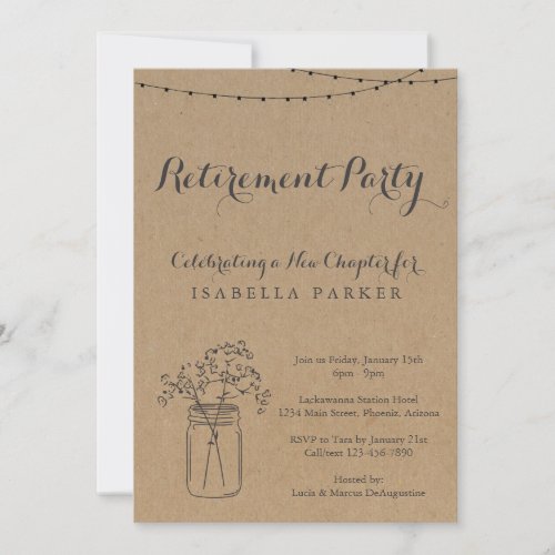 Retirement Party  Rustic Kraft Paper Invitation