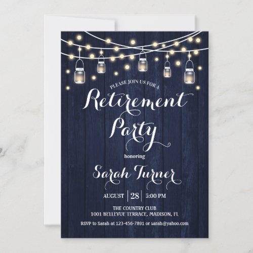 Retirement Party _ Rustic Navy Wood Invitation