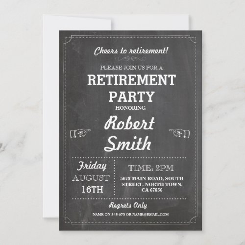 Retirement Party Rustic Retired Chalkboard Invite