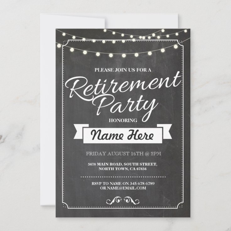 Retirement Party Rustic Retired Chalkboard Invite | Zazzle