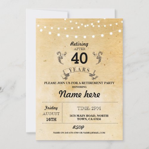 Retirement Party Rustic Retired Vintage Invitation