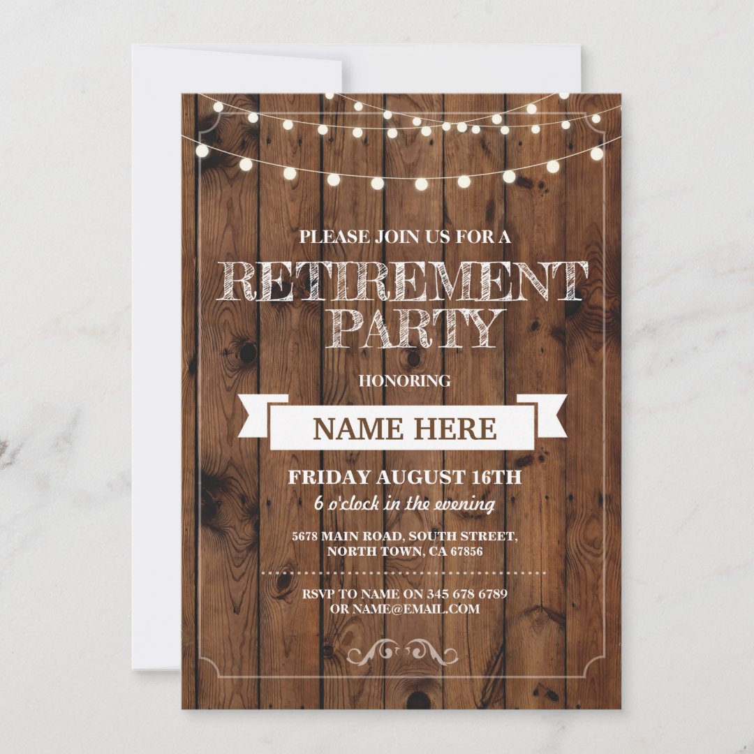 Retirement Party Rustic Retired Wood Invitation | Zazzle