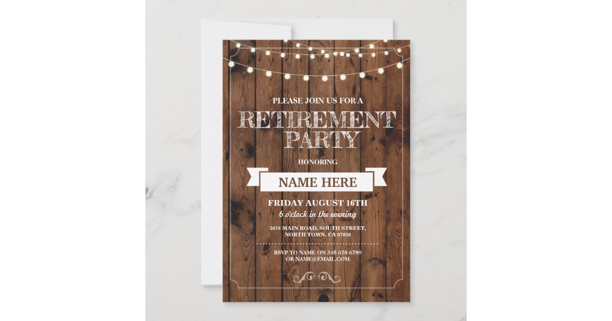 Retirement Party Rustic Retired Wood Invitation | Zazzle