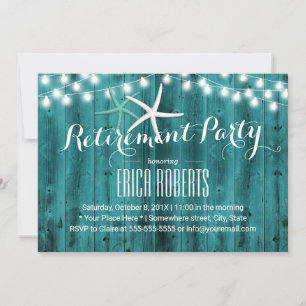 Retirement Party Rustic Teal Beach Starfish Invitation