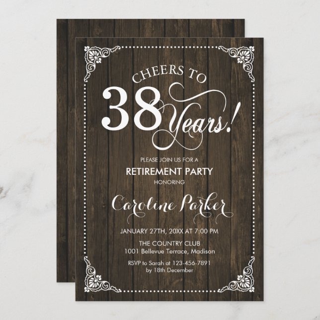 Retirement Party - Rustic Wood Invitation (Front/Back)