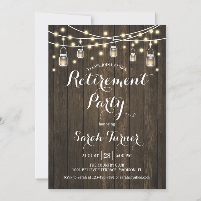 Retirement Party - Rustic Wood Invitation (Front)