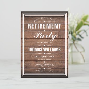 Retirement Party Rustic Wood Panels Invitation | Zazzle