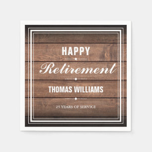 Retirement Party Rustic Wood Panels Napkins