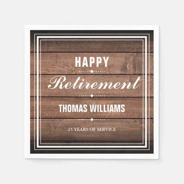 Retirement Party Rustic Wood Panels Napkins (Front)