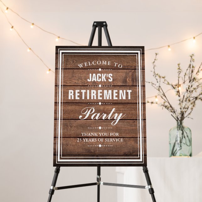 Retirement Party Rustic Wood Welcome Sign (In Situ (Stand))