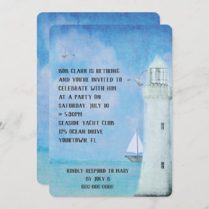 Retirement Party-sailboat and ocean lighthouse Invitation