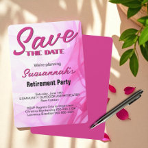 Retirement Party Save The Date Pink Abstract