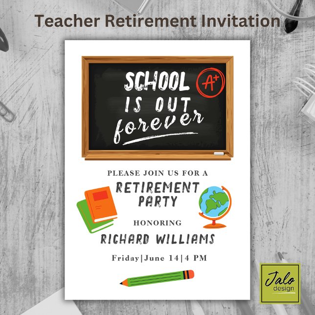 Retirement Party School Teacher Blackboard Invitation (Creator Uploaded)