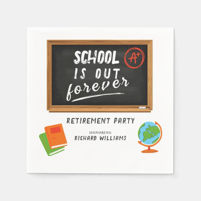 Retirement Party School Teacher Blackboard Napkins (Front)