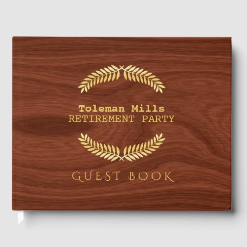 Retirement Party Sign In | Elegant Wood Grain Look