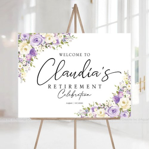 Retirement Party Sign Purple welcome sign Decor