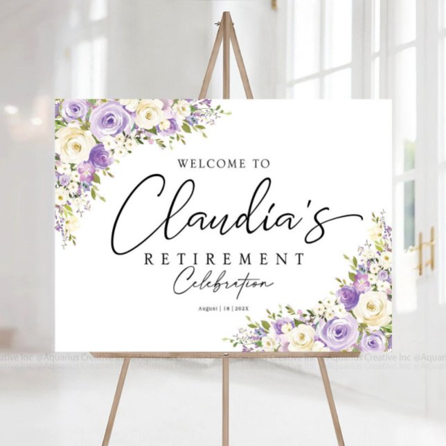 Retirement Party Sign Purple welcome sign Decor (Creator Uploaded)