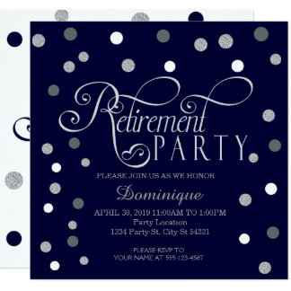 Retirement Party, Silver and Navy Invitations