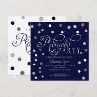 Retirement Party, Silver and Navy Invitations
