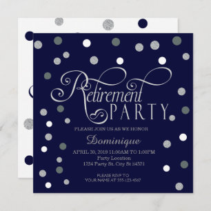Retirement Party, Silver and Navy Invitations