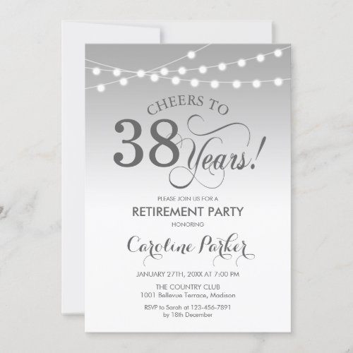 Retirement Party _ Silver White Invitation