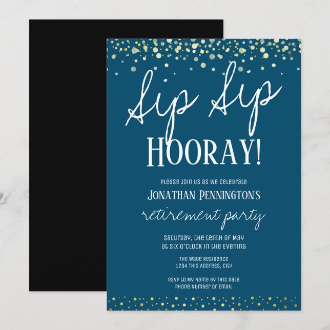 Retirement Party Sip Sip Hooray Invitation (Front/Back)