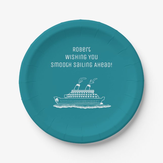 Retirement Party Smooth Sailing Cruising Paper Plates (Front)