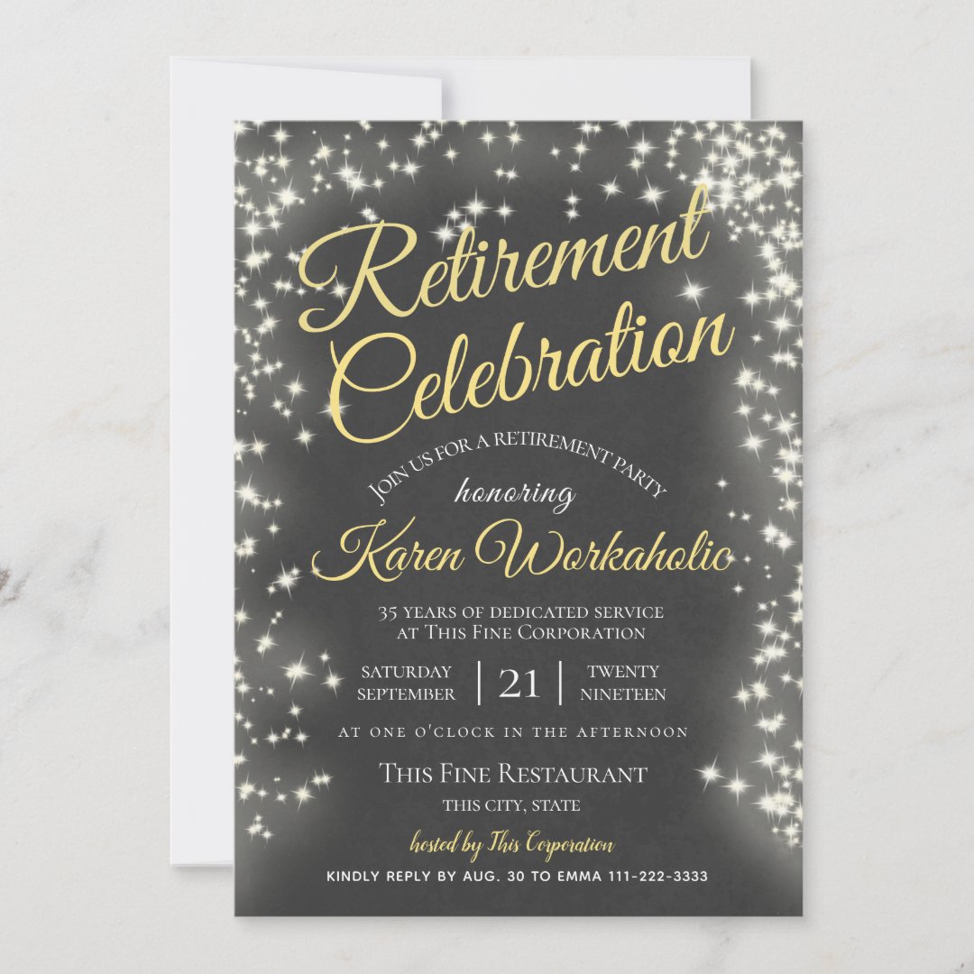 Retirement Party Starry Chalkboard Sky Invitation | Zazzle