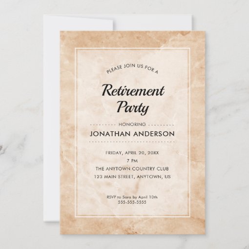 Retirement Party | Stylish Marble Background Invitation | Zazzle